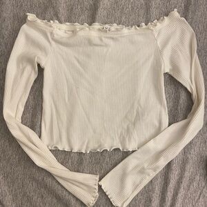 white off the shoulder long sleeve top